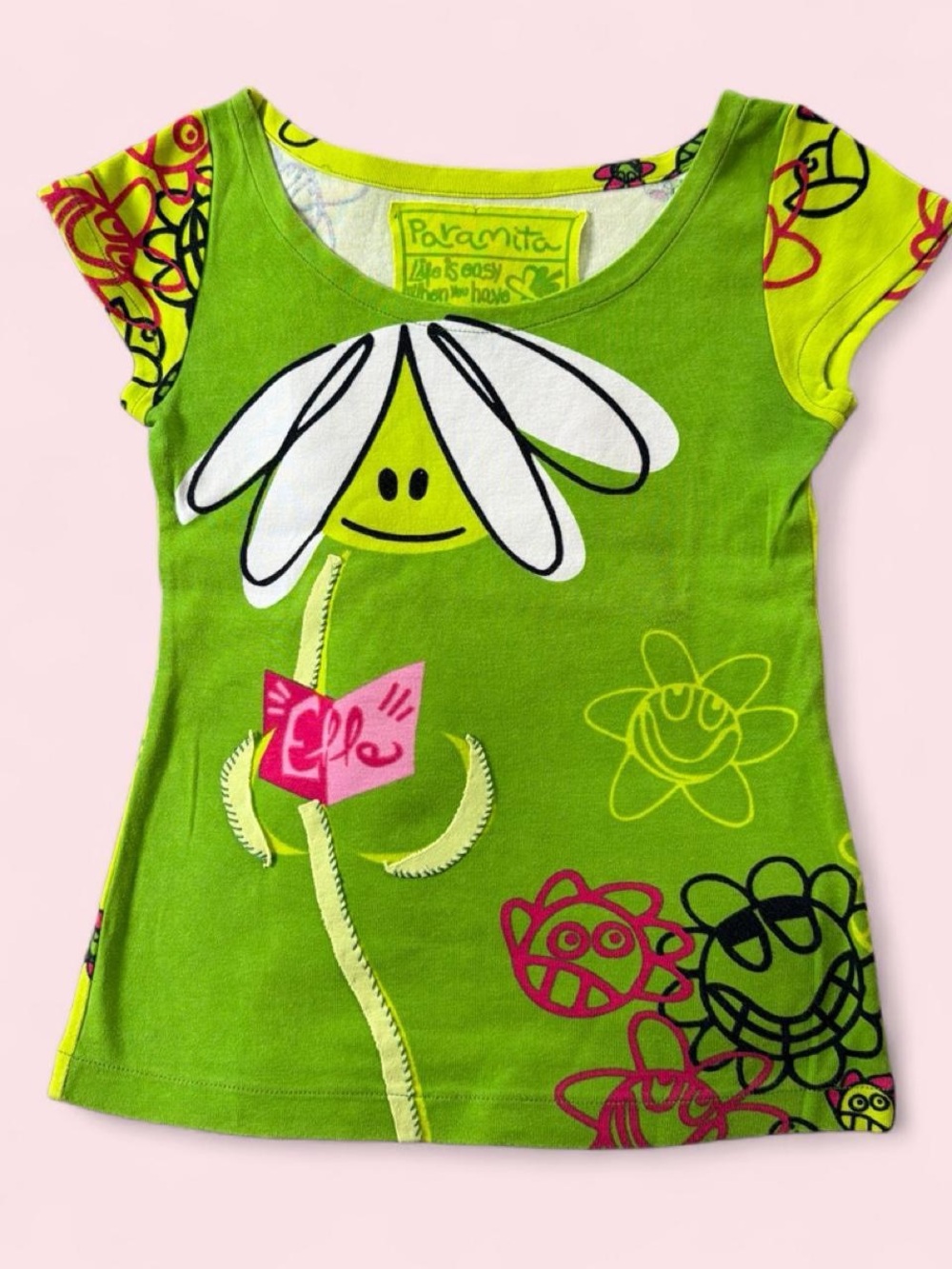 Euro Lime Green Daisy Graphic Short Sleeve Tee